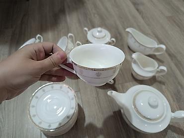 samovar altı podnos: Çay dəsti, rəng - Ağ, Farfor, 12 nəfərlik — 3