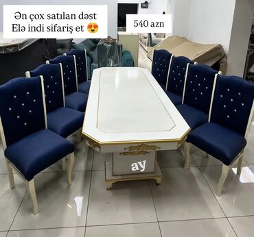 Masa və oturacaq dəstləri: Qonaq otağı üçün, Yeni, 8 stul