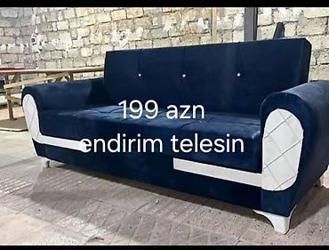 mebel divanlar: Mebel növü: Divan - Model: 3 nəfərlik yumşaq divan - Rəng: Tünd göy — 1