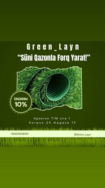 Süni güllər: Süni qazon, kovralit, dekor — Green_Layn 🌱 Süni qazon – Təbii görünüş — 9