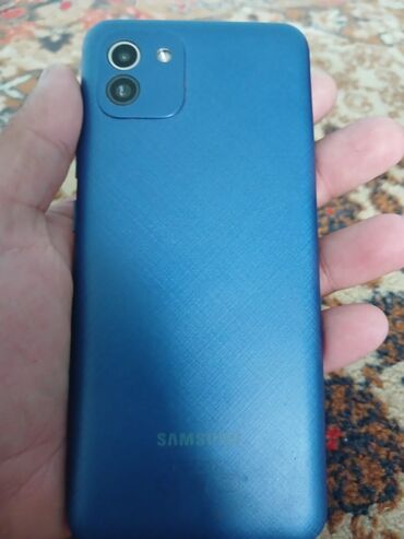самсунг запчасти: Samsung Galaxy A03, Колдонулган, 4 GB, түсү - Көк, 2 SIM