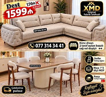 XMD Original – Fabrik istehsalı mebel dəsti Tərkib: - Künc divan