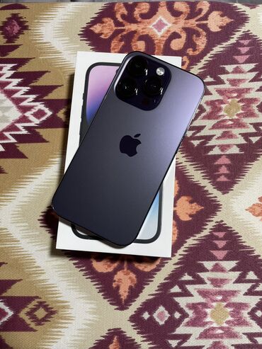 кызылсуу телефон: IPhone 14 Pro, 128 ГБ, Deep Purple, Чехол, Коробка, 91 %