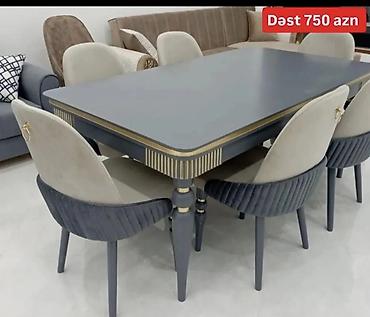 radius: Qonaq otağı üçün, Yeni, Açılan, Dördbucaq masa, 6 stul — 1