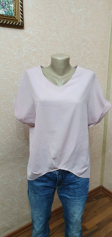 женские блузки с коротким рукавом: Блузка, Шифон, Solid print