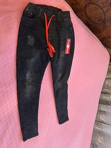Uşaq dünyası: Uşaq cins şalvarı - Rəng: tünd mavi/black denim, yüngül solmuş və — 1
