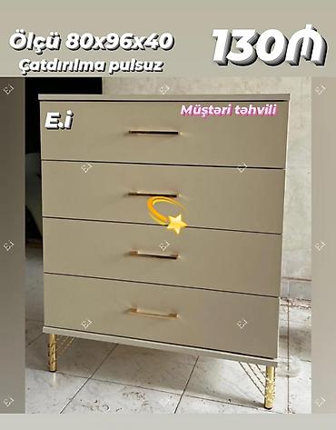 dehliz: Bej rəngli 4 çekmeceli komod - Ölçü: 80 x 96 x 40 sm (şəkildə — 1