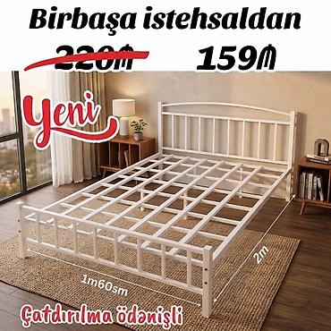 Ağ rəngdə metal çarpayı karkası - Birbaşa istehsaldan - Ölçü: 160 sm x