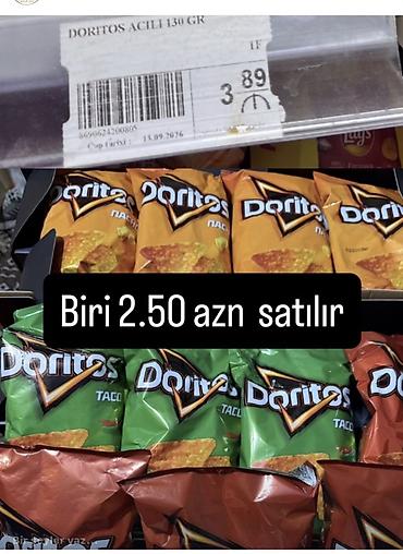 yulaf satisi: Məhsul: Doritos qarğıdalı cipsləri – müxtəlif dadlar - Çəki: 130 q - — 1