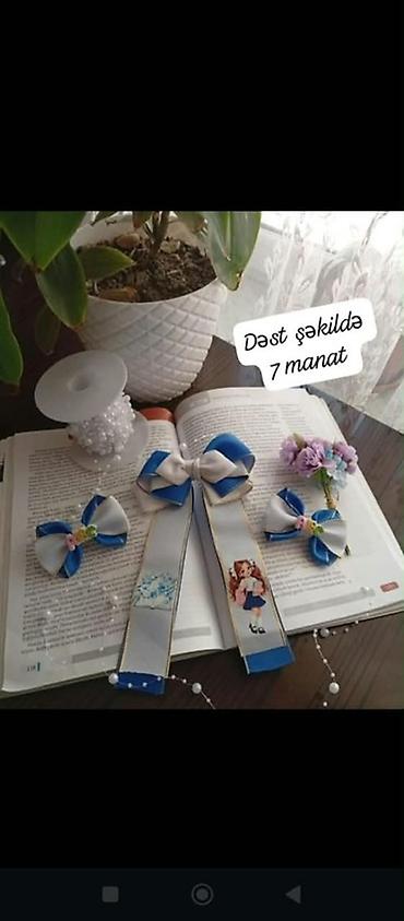 saç yuma: Məktəb üçün əl işi bant və aksesuarlar - Rəng: mavi-ağ, qızılı — 2
