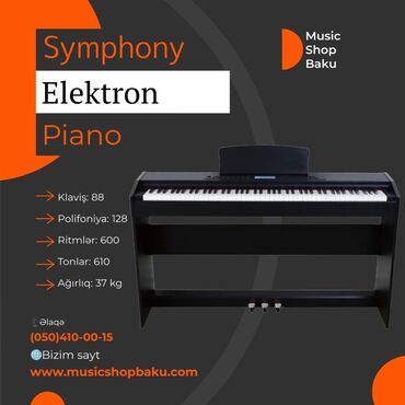 piano baku: Symphony Rəqəmsal Elektron Piano Model: 825 •Klaviş: 88 •Polifoniya