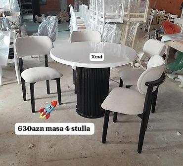 perde yuma: Mətbəx üçün, Yeni, Açılmayan, Yumru masa, 4 stul — 1