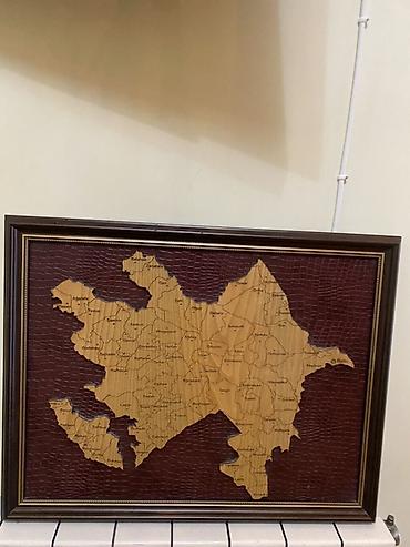 ağac adları: Taxta üzərində oyma Azərbaycan xəritəsi – çərçivəli dekor - Material — 1