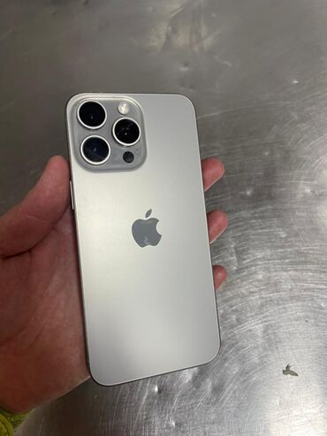 номер телефона: IPhone 15 Pro Max, Колдонулган, 256 ГБ, Natural Titanium, Заряддоочу түзүлүш, Коргоочу айнек, Каптама, 87 %