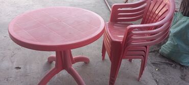 10 объявлений | lalafo.kg: Комплект 4стуля и круглый стол. Из пластика для сада . В красном