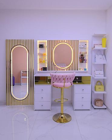 Masa və oturacaq dəstləri: Vizaj/kosmetik üçün işıqlandırmalı makiyaj masası dəsti - Dizayn — 1