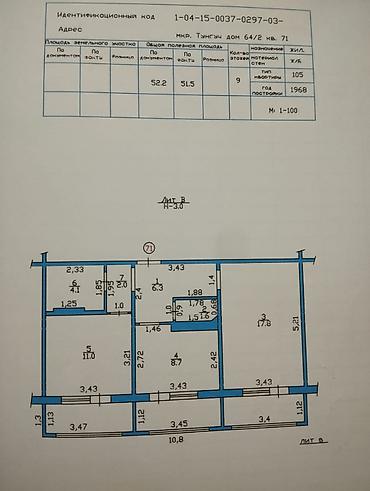 арт сквер art square: 2 комнаты, 75 м², Тунгуч мкр 106 серия улучшенная, 9 этаж, Свежий ремонт — 5