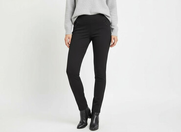 czarne prążkowane bluzki: Leggings Elegant for women, size S