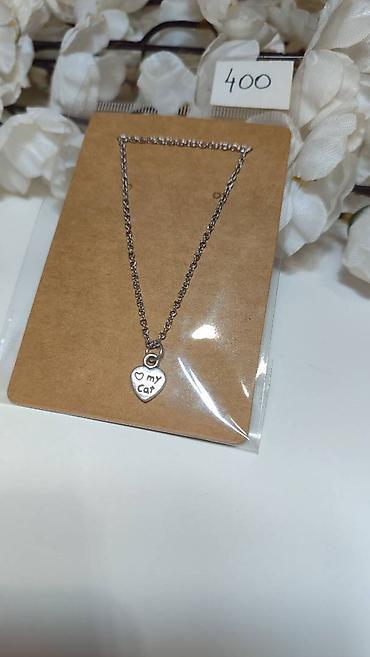 krst iz jerusalima: Ogrlica sa priveskom “Love my cat” - Materijal: metal u srebrnoj boji — 1