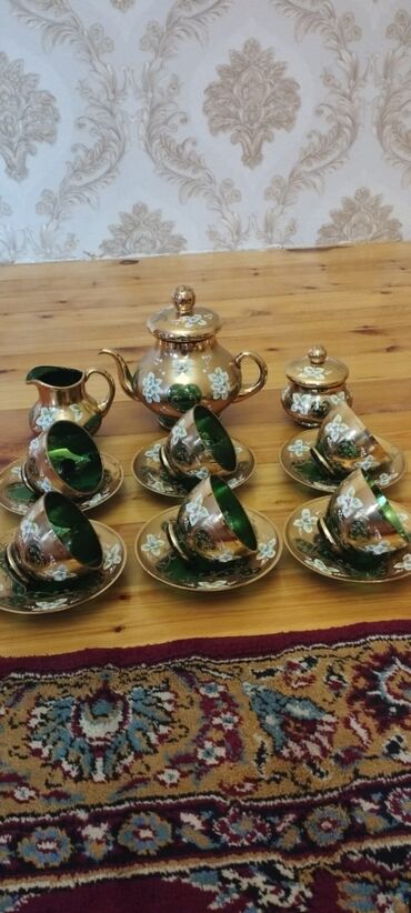 cay evi icare: Çay dəsti, Şüşə, Bohemia, 6 nəfərlik