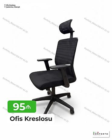 Ofis mebeli: Ofis kreslosu - Ergonomik dizayn: bel dəstəyi və tənzimlənən başlıq - — 1