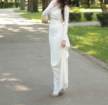 haljina bela: S (EU 36), bоја - Bela, Večernji, maturski, Dugih rukava
