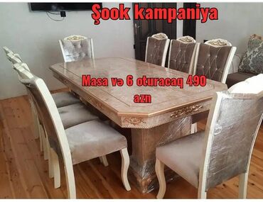 usaq stol stullari: Qonaq otağı üçün, Yeni, Açılmayan, Dördbucaq masa, 6 stul, Azərbaycan
