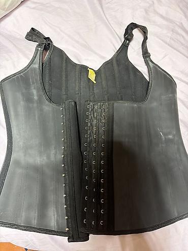Qadın geyimləri: Qara lateks bel yığan korset – tənzimlənən askılı model - Material — 2