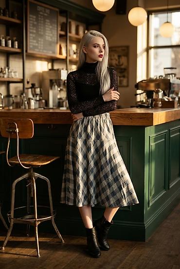 Suknje: Ženska midi suknja sa A-krojem i elastičnim pojasom - Dužina: midi — 8