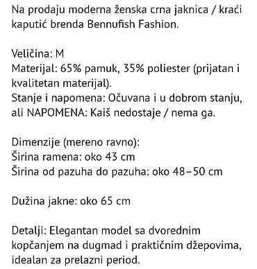 svečane: Ženska crna jaknica / kraći kaputić – Bennuifish Fashion - Veličina — 3