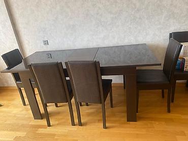 tek kravat ucuz: Qonaq otağı üçün genişlənən stol və 6 ədəd stul dəsti. - Material — 1