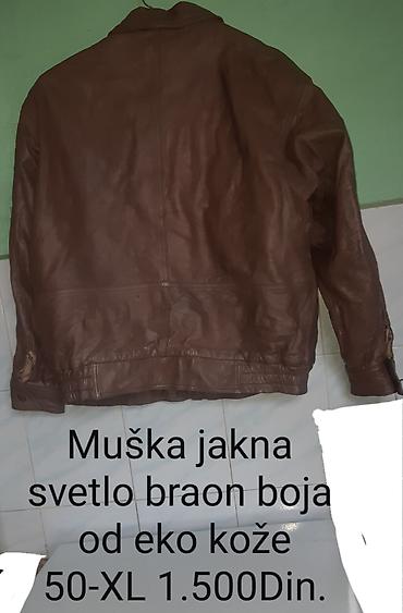 brugi jakna m: Muška jakna od eko kože u svetlo braon boji.Polovna očuvanakap nova — 2