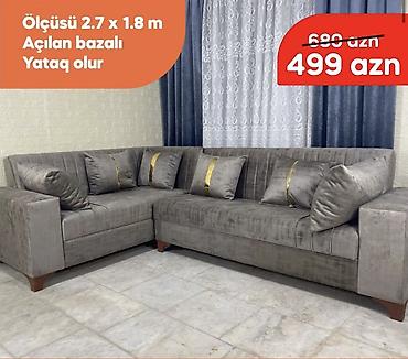 Divanlar: Künc divan, Yeni, Açılan, Bazalı, Vеlur parça, Şəhərdaxili pulsuz çatdırılma — 1