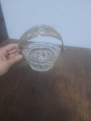 cerez: Kəsimli şüşə qab – bürünc naxışlı sapla - Material: qalın, şəffaf — 1