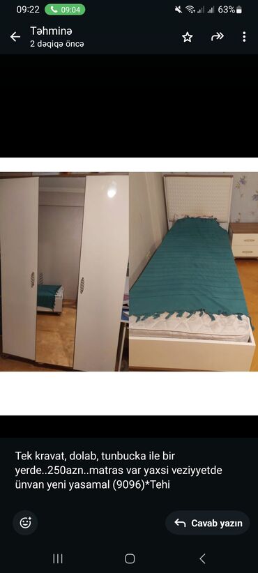 Stullar: Tek kravat, dolab, tunbucka ile bir yerde. 250azn. matras var yaxsi