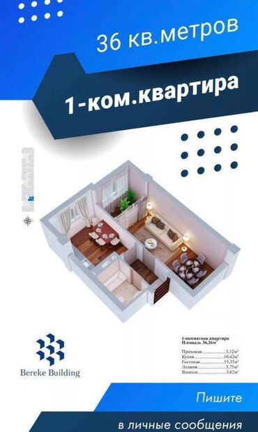 Продажа квартир: 1 комната, 36 м², Элитка, 4 этаж, ПСО (под самоотделку)