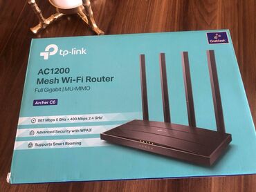 wifi modem tp link: TP LINK Archer C6 AC1200 MU-MIMO Yenidir. Istifade edilmeyib. Qutunun