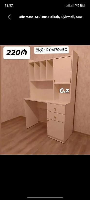 yazı masası qiyməti: Düz masa, Stulsuz, Polkalı, Siyirməli, MDF — 1