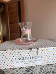 Süfrə qab-qacaqı: Çay dəsti, rəng - Çəhrayı, Şüşə, 6 nəfərlik, Türkiyə