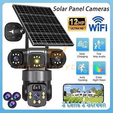 ev ucun kamera: Günəş panelli Wi‑Fi təhlükəsizlik kamerası – 3 linza, 12MP Ultra HD — 2