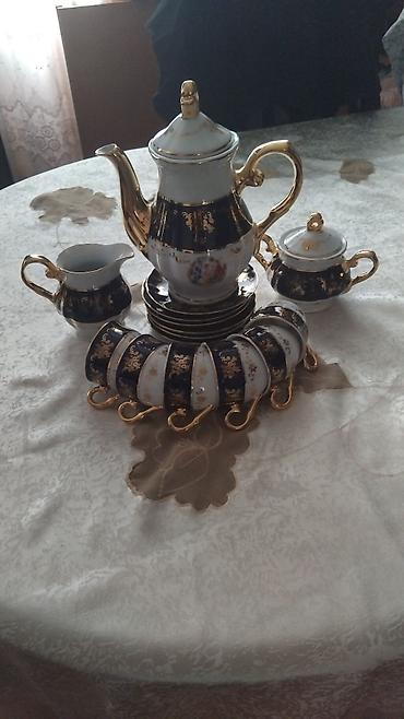 tort qab: Çay dəsti, rəng - Qızılı, Farfor — 1