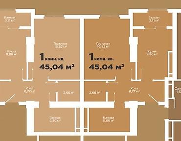 45: 1 комната, 45 м², Военторг Элитка, 18 этаж, ПСО (под самоотделку) — 4
