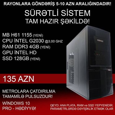 Masaüstü kompüterlər və iş stansiyaları: Masaüstü Kompüterlər “G2030 / CORE i3 / CORE i5” ⭐G2030 / 4GB DDR3 RAM — 3