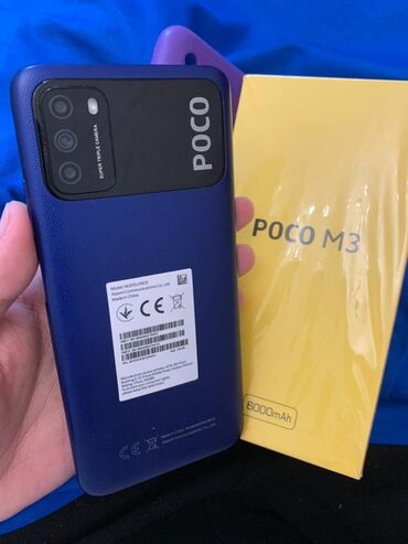 продаю телефон срочно: Poco M3, Б/у, 64 ГБ, цвет - Синий, 2 SIM