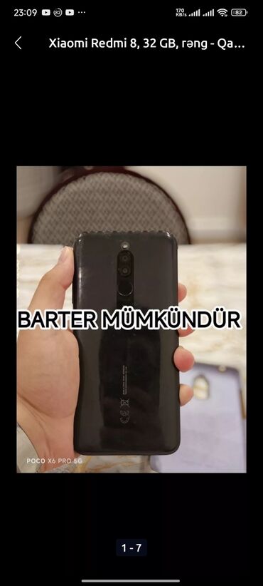 redmi adapter: Xiaomi Redmi 8, 32 GB, rəng - Qara, 
 Barmaq izi, İki sim kartlı, Face ID