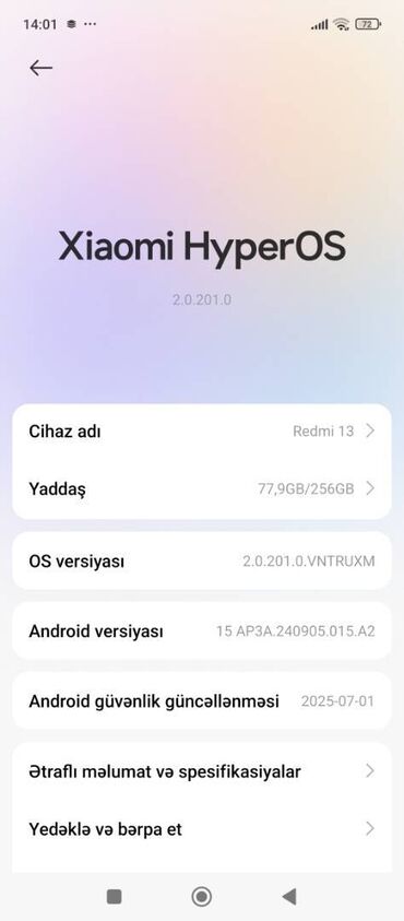 Redmi: Redmi 13, 256 GB, rəng - Qara, Barmaq izi
