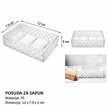 KMT Posuda za sapun sa romboidnim dezenom, bela 3213165 Elegantna