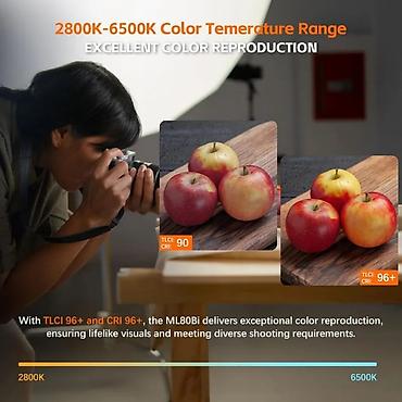 sehne isiqlari: Godox ML80Bi – kompakt, modullu, iki rəng temperaturlu COB LED işıq — 6