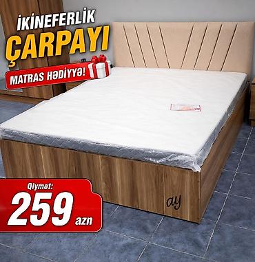ağac dərmanları: İkineferlik çarpayı – müasir dizaynlı, yumşaq başlıqla. Təbii taxta — 1