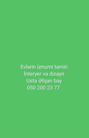 Təmir işləri: Xidmət: Evların ümumi təmiri, interyer və dizayn Təklif olunan işlər — 1